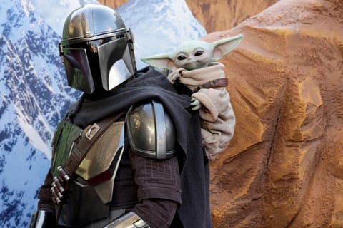 A Mandalorian attends The Mandalorian and Grogu Los Angeles World Premiere in Los Angeles, California on May 14, 2026.