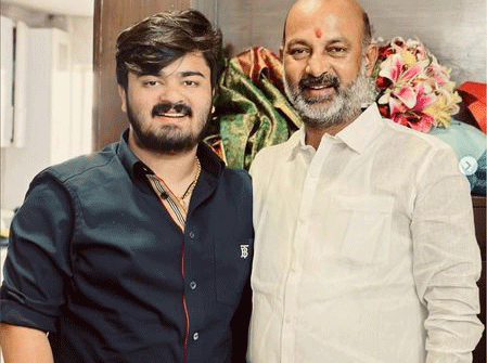 Bandi Bhageerath Sai with his father Bandi Sanjay Kumar. 