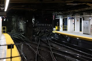 Empty tracks are seen at Penn Station after the suspension of Long Island Rail Road (LIRR) service due to a strike, in New York, on May 17, 2026.