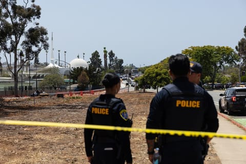 Police respond to a reported active shooter at the Islamic Center of San Diego in San Diego, California, on May 18, 2026.
