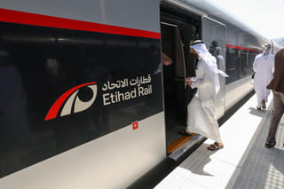 Etihad rail Fujairah passenger station and the train ride during a media preview. 