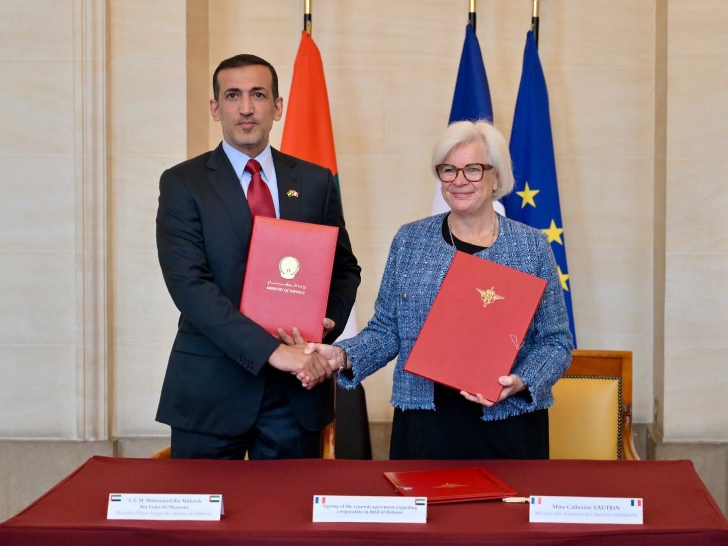 The two sides also witnessed the signing of the Defence Cooperation Agreement, which the ministry said reflects the depth of UAE-French relations. 