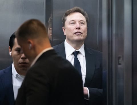 Elon Musk arrives to court at the Ronald V. Dellums Federal Building on April 30, 2026 in Oakland, California.