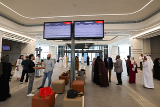 Etihad rail Fujairah passenger station and the train ride during a media preview. 