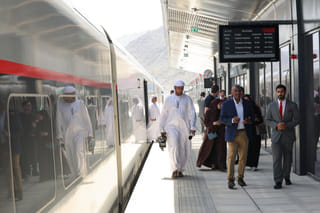Etihad rail Fujairah passenger station and the train ride during a media preview. 