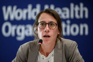 World Health Organization (WHO) technical officer Anais Legand speaks during a press conference on Ebola outbreak in Democratic Republic of Congo and Uganda, at the UN health agency's headquarters in Geneva on May 20, 2026.