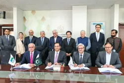 Officials attend the signing ceremony marking Pakistan’s return to offshore oil and gas exploration after a two-decade hiatus.