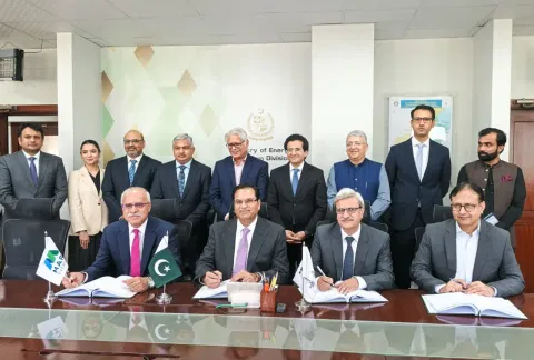 Officials attend the signing ceremony marking Pakistan’s return to offshore oil and gas exploration after a two-decade hiatus.