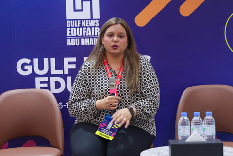Isha Bhandari, Regional Manager, Middle East and North Africa, GEDU Global Education, at the Gulf News Edufair Abu Dhabi 2026, held at Radisson Blu Hotel & Resort, Abu Dhabi Corniche from May 16 to 17
