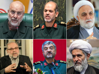 From top left: Mohammad-Bagher Ghalibaf, 64, Ahmad Vahidi, 67, Gholam-Hossein Mohseni-Ejei, 69, Hossein Taeb, 63, Mohammad Ali Jafari, 68 , and Mohammad Bagher Zolghadr, 72.