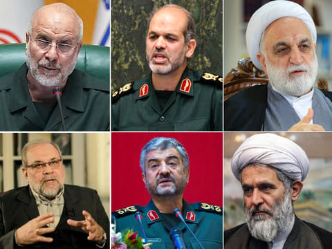 From top left: Mohammad-Bagher Ghalibaf, 64, Ahmad Vahidi, 67, Gholam-Hossein Mohseni-Ejei, 69, Hossein Taeb, 63, Mohammad Ali Jafari, 68 , and Mohammad Bagher Zolghadr, 72.