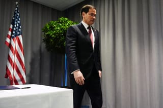 US Secretary of State Marco Rubio leaves after a signing ceremony at the NATO Foreign Ministers' meeting in Helsingborg, Sweden, on May 22, 2026.