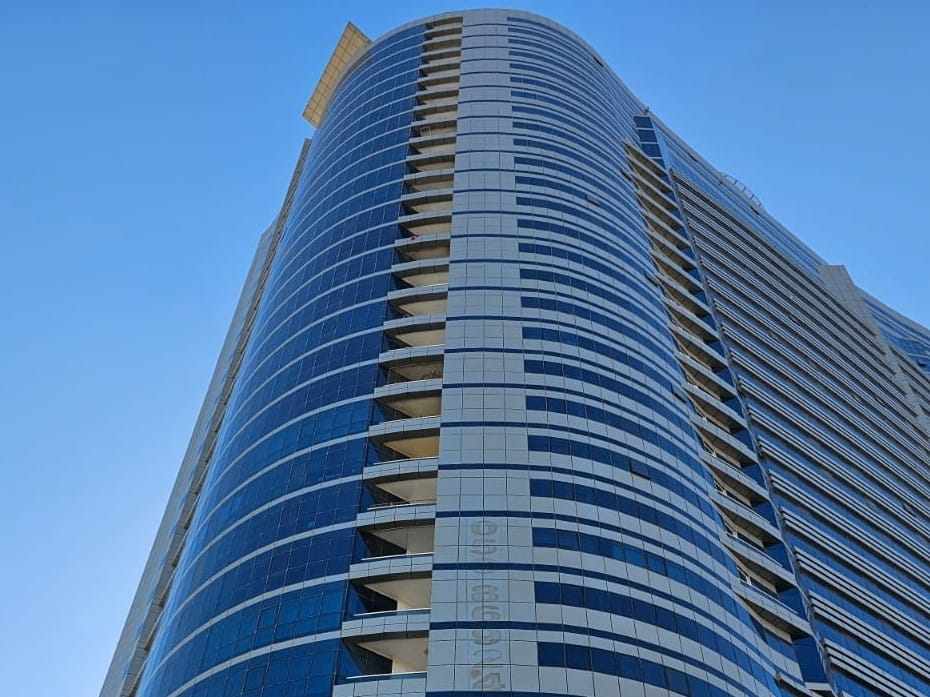 The high-rise residential building in Al Nahda area of Sharjah where the incident took place. According to eyewitnesses, the mother threw the daughter off their 15th floor balcony and jumped to her death. 