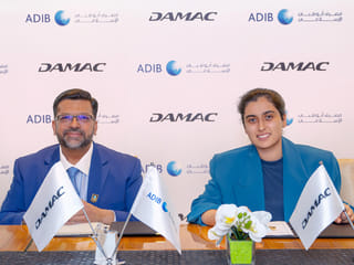 Amit Malhotra, Global Head of Retail Banking at Abu Dhabi Islamic Bank, and Amira Sajwani, Managing Director of DAMAC Properties.