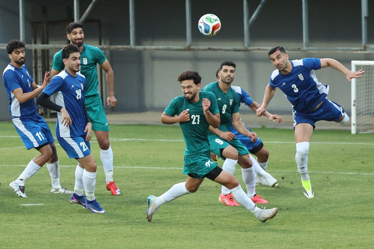 Iran's players practice during a training session as part of the team's preparation for the upcoming football World Cup at the Iranian national team's base camp in Antalya on May 26, 2026.