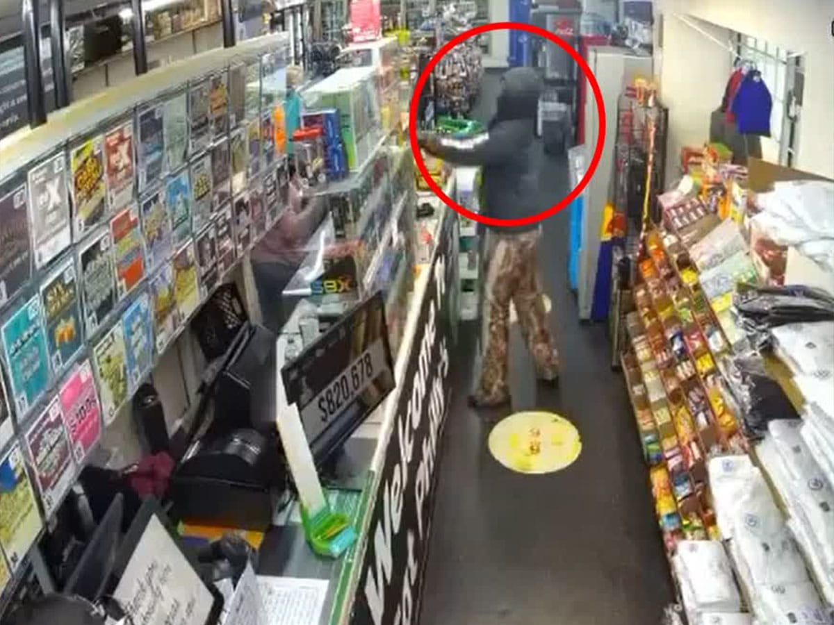 CCTV footage shows the suspected attacker opening fire inside the supermarket during the shooting incident.