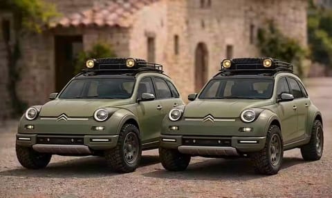 A speculated design of the EV version of the legendary Citroen 2CV, the minimalist French economy car that became a symbol of affordable mobility in post-war Europe. 

