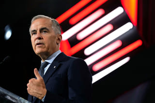 Canadian Prime Minister Mark Carney makes an address at the Canadian Association of Defense and Security Industries annual defense industry trade show CANSEC, in Ottawa, on Wednesday, May 27, 2026. (Justin Tang/The Canadian Press via AP)