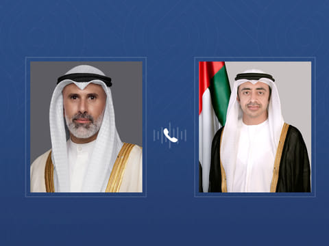 Sheikh Abdullah bin Zayed Al Nahyan, UAE Deputy Prime Minister and Minister of Foreign Affairs, and Sheikh Jarrah Jaber Al-Ahmad Al-Sabah, Minister of Foreign Affairs of Kuwait.