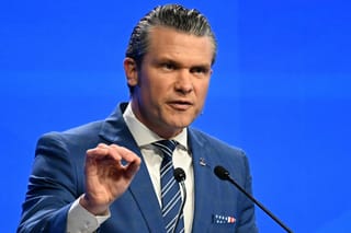 US Secretary of Defense Pete Hegseth delivers an address at the Shangri-La Dialogue Summit in Singapore on May 31, 2025.
