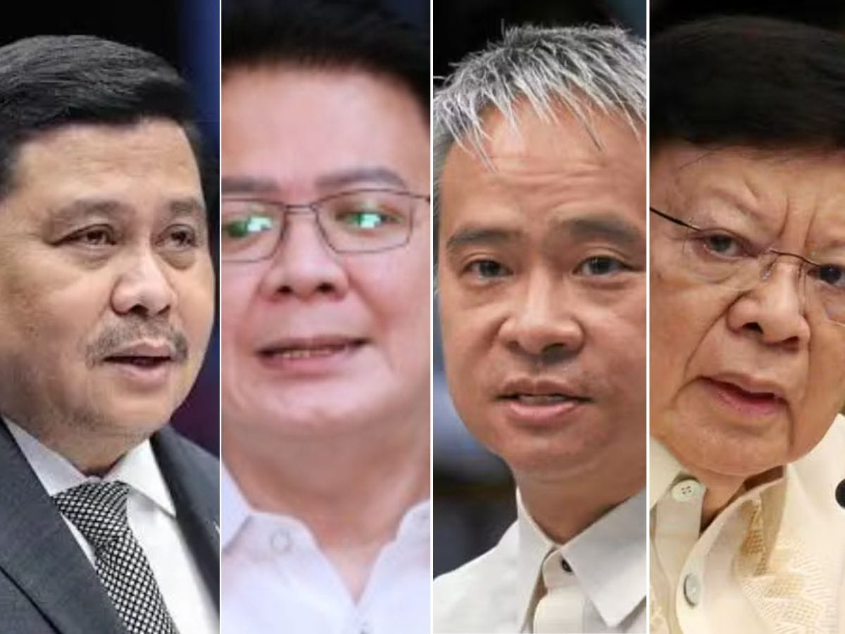 A combo shot of (from left) Philippine Senators Jinggoy Estrada, Chiz Escudero, Joel Villanueva and Rodante Marcoleta