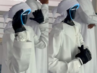 A combination of screengrabs of the video shows Bu Sunaidah performing Eid prayer. 