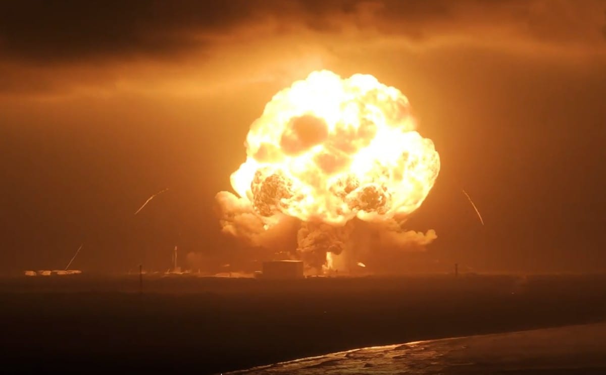 Fire as the uncrewed Blue Origin's New Glenn rocket explodes during a test on a launchpad at Cape Canaveral Space Force Station.