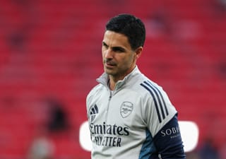 Arsenal's Spanish manager Mikel Arteta attends a MD-1 training session of Arsenal FC at the Puskas Arena in Budapest on May 29, 2026, on the eve of the UEFA Champions League final football match between Paris Saint-Germain (PSG) and Arsenal FC.