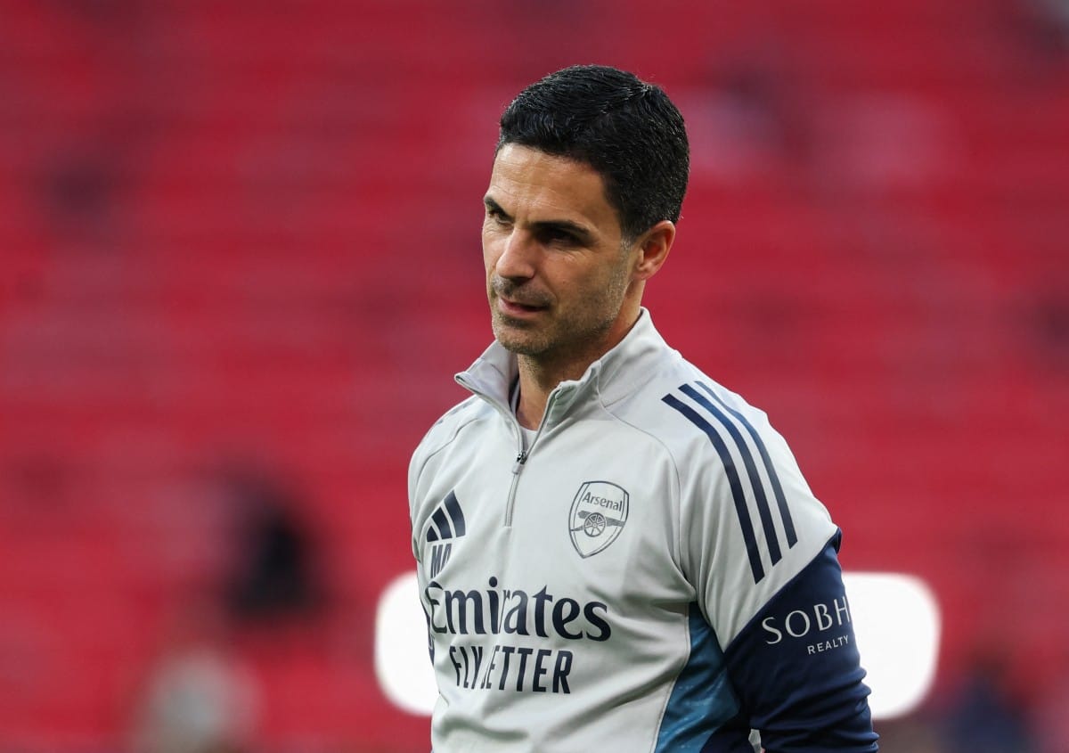 Arsenal's Spanish manager Mikel Arteta attends a MD-1 training session of Arsenal FC at the Puskas Arena in Budapest on May 29, 2026, on the eve of the UEFA Champions League final football match between Paris Saint-Germain (PSG) and Arsenal FC.