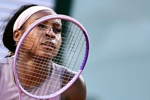US Coco Gauff looks on as she plays against Austria's Anastasia Potapova during their women's singles match on day 7 of the French Open tennis tournament on Court Philippe-Chatrier at the Roland-Garros Complex in Paris on May 30, 2026.