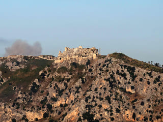 An Israeli flag flies over the medieval Beaufort Castle.