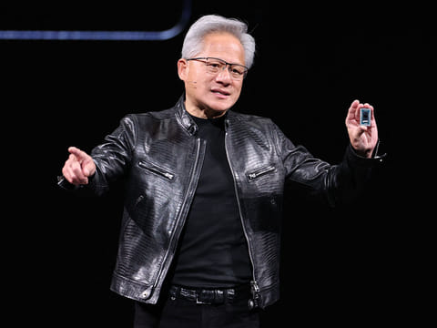 Nvidia CEO Jensen Huang introduces a new chip for Windows laptops during his keynote speech at Computex 2026 in Taipei.