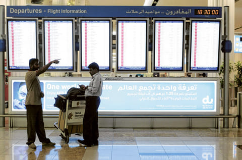 A passenger at Terminal 3, Dubai Airport.  