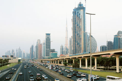 The Dubai skyline along Shaikh Zayed Road.  