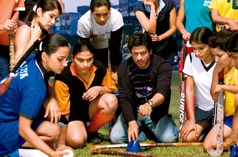 Shah Rukh Khan plays a hockey coach in 'Chak De India'.