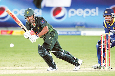 Umar Akmal in full flow during a limited overs match against Sri Lanka in Dubai. 