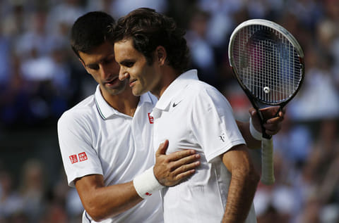 Defending champion Novak Djokovic and eight-time champion Roger Federer were placed on opposite halves of the Wimbledon bracket in today’s draw, meaning they only could meet in the final.