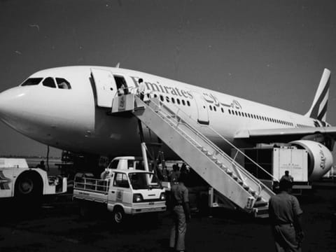 October 21, 1985: Emirates Airlines' first flight to Karachi from Dubai. The launch of Emirates came following the signing of the lease agreement with the arrival of one of the two aircraft, a Boeing 737-300, at the Dubai International Airport, leased from PIA. Sheikh Ahmad Bin Saeed Al Maktoum, Chairman of the airline, said then that the two aircraft would help launch Emirates' commercial operations. Initially, the airline operated services to Karachi, Bombay and Delhi.