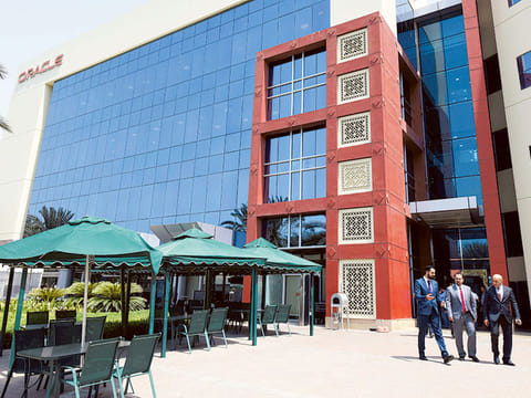 The Oracle building at Dubai Internet City. ENBD REIT, the real estate investment trust managed by Emirates NBD Asset Management, on Wednesday said its largest tenant, Oracle, renewed its lease for another five years.