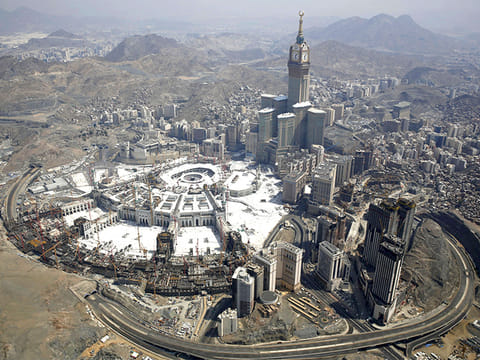 An aerial view of the Grand Mosque in Mecca. 