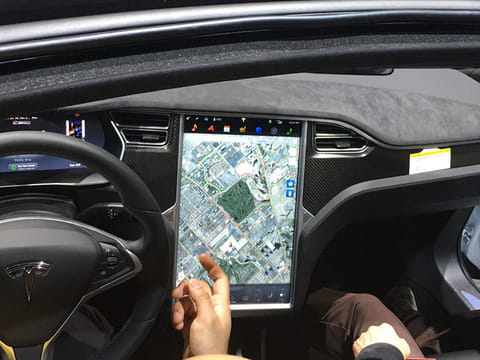 The dashboard of an electric car Tesla Model S. 