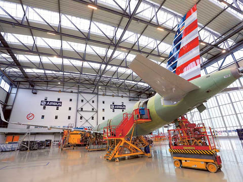 File picture of an Airbus A320 on the final assembly line at the factory in Hamburg, Germany. These aircraft are the workhorses in the israir fleet.