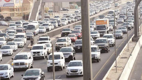 Traffic congestion in Kuwait. 