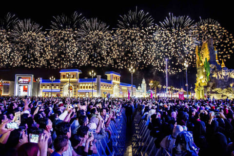 A fireworks display on New Year’s Eve at Global Village last year. The fireworks display will begin at 8pm on December 31 this year, heralding New Year in each of the seven selected countries.