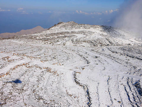 Ras Al Khaimah’s Jebel Jais mountain range blanketed by snow in 2017.