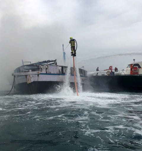 14 sailors rescued after a fire on a vessel