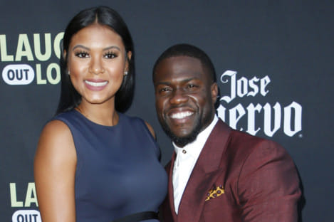 Comedian Kevin Hart and wife Eniko Parrish.