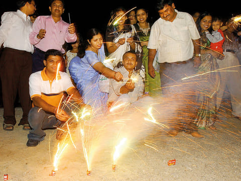 Indian expats celebrate Diwali at Dubai Creek near the British Embassy in Bur Dubai in the late 90s.