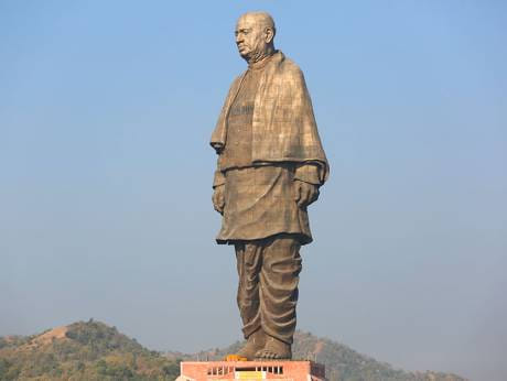 View of the Statue of Unity at Kevadiya colony in Gujarat state, India.