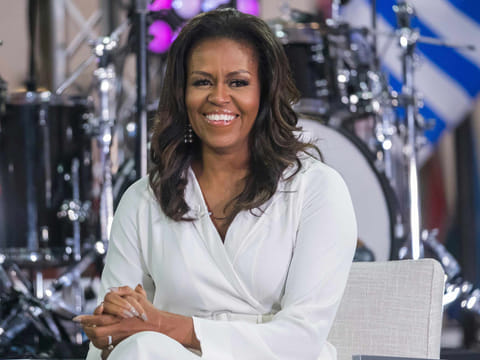 Michelle Obama is seen participating in the International Day of the Girl on NBC's "Today" show in New York, in this Oct. 11, 2018 file photo. 
